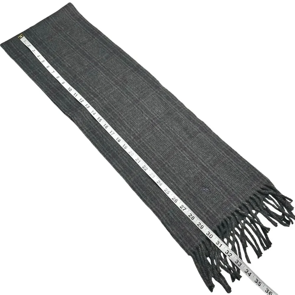 Polo Ralph Lauren | Men | Gray Tartan Plaid Lambs Wool Blend Fringe Scarf | OS
